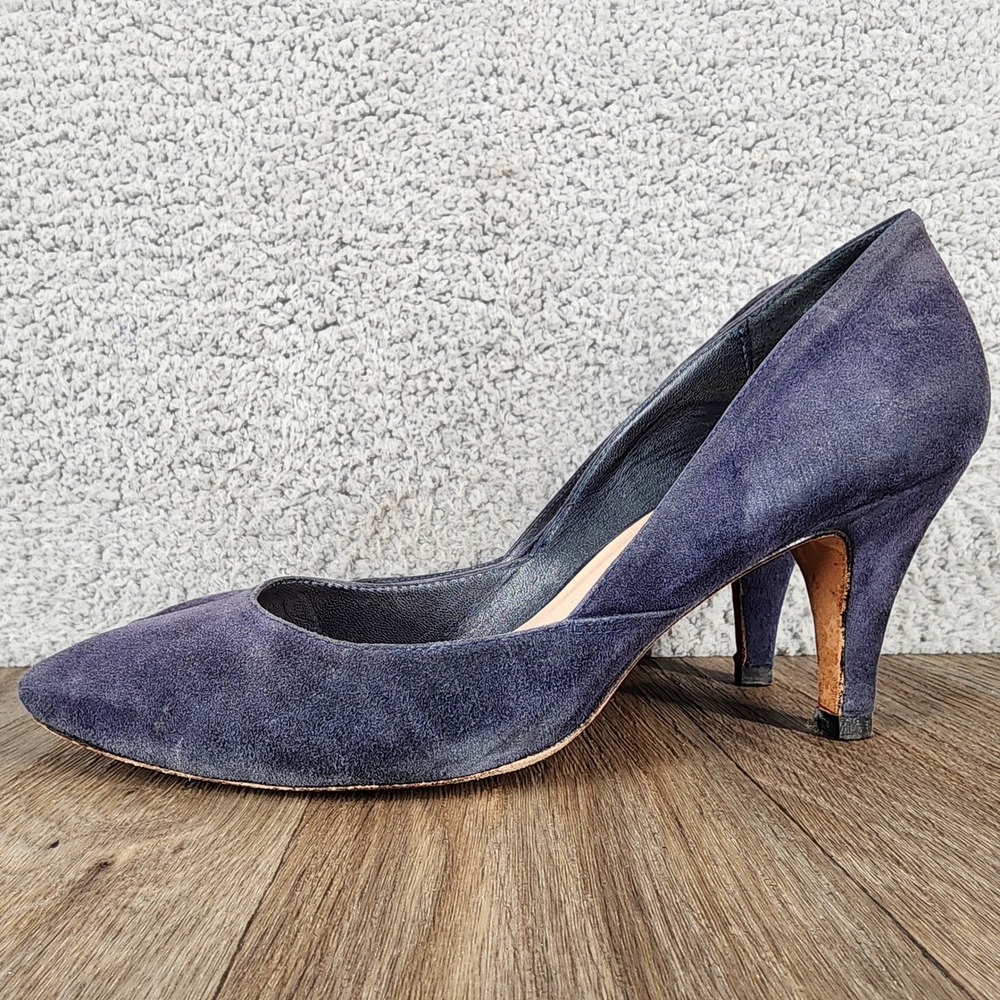Loeffler‎ Randall 8.5 Blue Suede Pointed Toe Heels Pumps Classic Dress Shoes - Picture 3 of 11